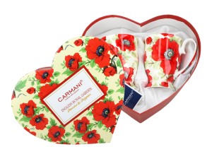 Carmani English Royal Garden 2 kubki 280 ml, pudełko-serce, maki