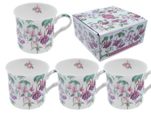 Heritage Fuchsia 4 kubki 295 ml z motywem fuksji w ozdobnym kartoniku