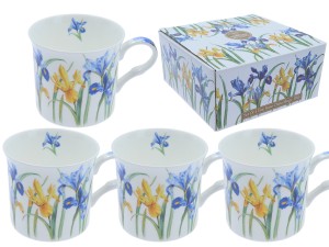 Heritage Iris komplet 4 kubków 295 ml z motywem irysów w ozdobnym kartoniku