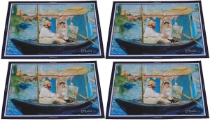 Carmani 4 podkładki na stół 40x30 cm, poliester, Manet - Monet w swojej pracowni na łodzi