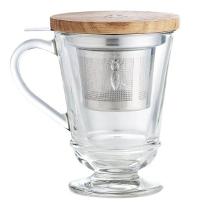 La Rochère Abeille szklanka 275 ml z zaparzaczem ze stali i wieczkiem z bambusa