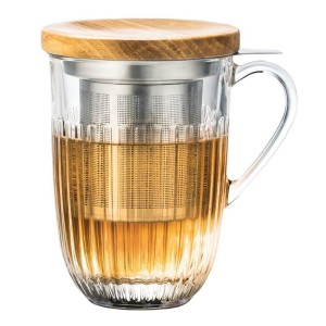 La Rochère Ouessant szklanka 360 ml z zaparzaczem stalowym i bambusową pokrywką
