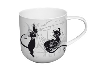 Carmani Crazy Cats kubek 500 ml z porcelany, motyw: "Relaks na dachu"