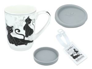 Carmani Cats Word's Travellers kubek 375 ml z wieczkiem - wzór: Ateny
