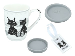 Carmani Cats Word's Travellers kubek 375 ml z wieczkiem - wzór: Praga