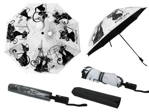 Carmani Crazy Cats 1 parasol automatyczny, składany - motyw Koci świat (na wierzchu)