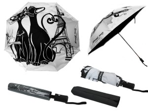 Carmani Crazy Cats 2 parasol automatyczny, składany - motyw Koci świat (na wierzchu)