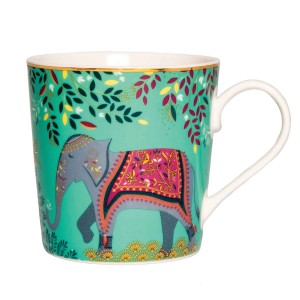 Portmeirion & Sara Miller India Light Jade kubek 340 ml z pozłacanymi detalami