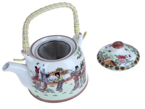 Santai czajnik ceramiczny 800 ml z zaparzaczem, motyw: scenki rodzajowe
