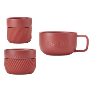 La Cafetiere komplet 3 czerwonych kubków do kawy: 380, 200 i 100 ml
