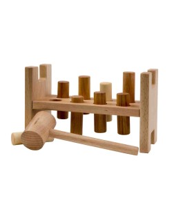 Wooden Story drewniana zabawka - przebijak, klocki w kolorze drewna