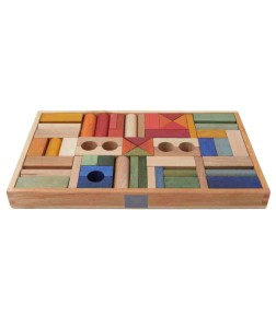 Wooden Story zestaw 54 klocków w skrzynce, różne kolory