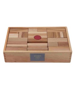 Wooden Story zestaw 63 klocków w skrzynce, kolory naturalne drewna, od 1. roku