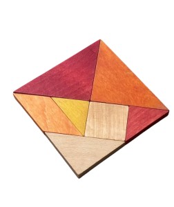 Wooden Story Tangram 10x10 cm, drewno barwione, ciepłe kolory