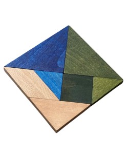 Wooden Story Tangram 10x10 cm, drewno barwione, zieleń i błękit