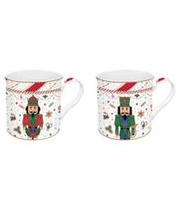 Easy Life 2 kubki 300 ml z porcelany Fine China, motyw: Dziadek do orzechów