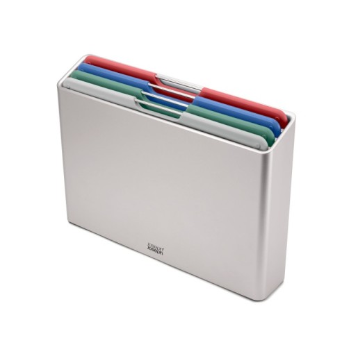 Joseph Joseph Folio L — zestaw 4 desek do krojenia, srebrny organizer