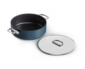 Joseph Joseph Space — niski garnek 28 cm ze składanymi uchwytami i pokrywką