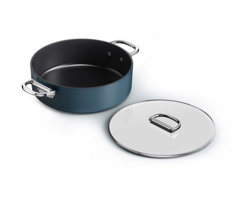 Joseph Joseph Space — niski garnek 28 cm ze składanymi uchwytami i pokrywką