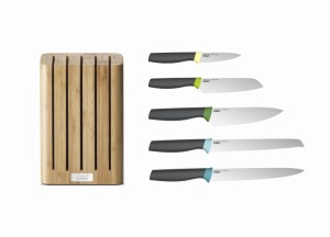Joseph Joseph Zestaw blok Bamboo z 5 nożami Elevate