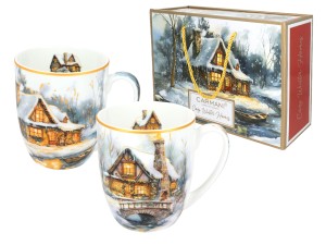Carmani Merry Christmas 2 kubki 400 ml - Dom w objęciach zimy