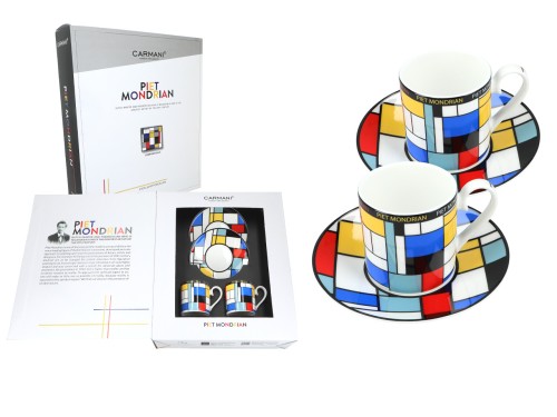 Carmani Komplet 2 filiżanek espresso — P. Mondrian, Composition A