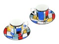 Carmani Komplet 2 filiżanek espresso — P. Mondrian, Composition A