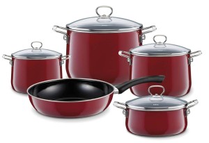 Riess Zestaw naczyń emaliowanych 5 el. Rosso