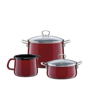 Riess Zestaw naczyń emaliowanych 3 el. Rosso