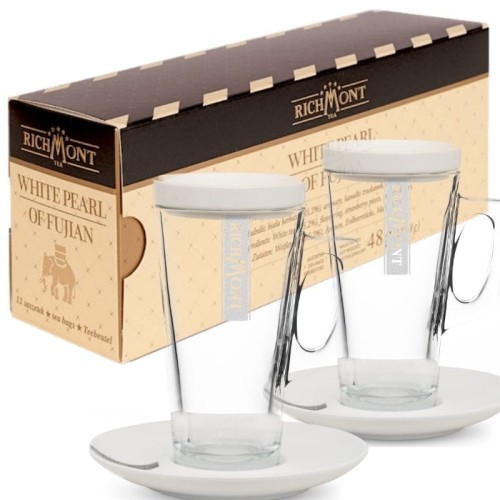 Herbata Richmont White Pearl of Fujian 12x4g i dwie szklanki Hot 390 ml