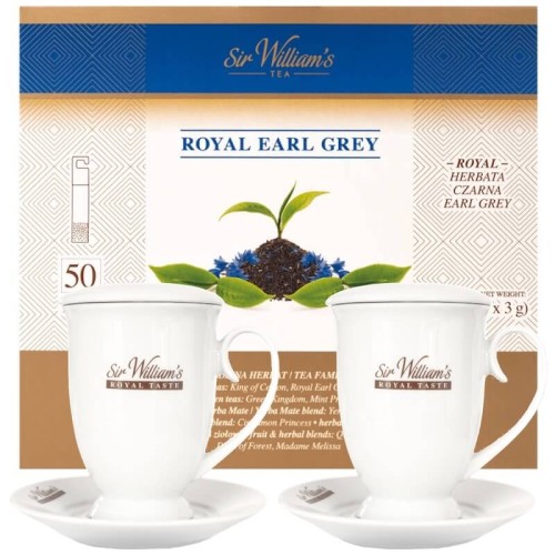 Sir William's Royal Earl Grey 50 herbat i 2 kubki na stopce.jpg