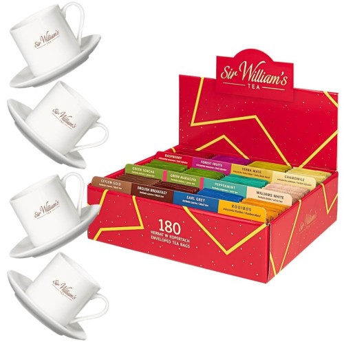 Sir William's 180 herbat w czerwonym pudełku upominkowym i 4 kubki 220 ml.jpg