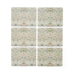 Pimpernel 6 podkładek 30,5×23 cm, Morris – Strawberry Thief Green