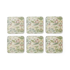 Pimpernel 6 podkładek 10×10 cm, Morris – Strawberry Thief Green