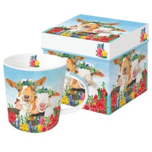 PPD kubek 400 ml z porcelany magnezowej, motyw: cielaki w kwiatach
