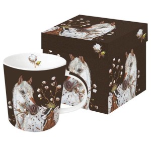 PPD kubek 400 ml z porcelany magnezowej, motyw: Koń i koza, ozdobne opakowanie