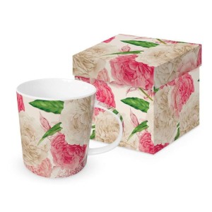 PPD kubek porcelanowy 350 ml z motywem kwiatowym - peonie, ozdobne pudełko