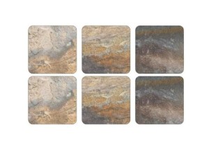 Pimpernel Earth Slate 6 podkładek 10x10 cm, wzór: skała łupkowa