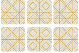 Pimpernel Luxe Gold 6 podkładek 10x10 cm z nowoczesnym wzorem