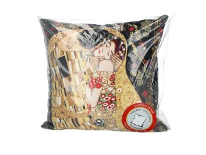Carmani poduszka 50x50 cm, motyw z Klimta - Pocałunek (czarne tło)