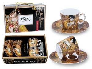 Carmani 2 filiżanki do kawy 100 ml, doskonała porcelana, Klimt, Adela
