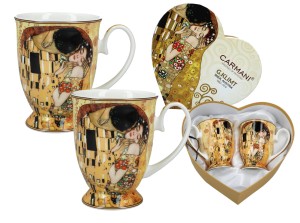 Carmani komplet 2 kubków 280 ml w pudełku - sercu, Klimt, Pocałunek