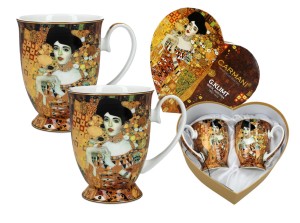 Carmani komplet 2 kubków 280 ml w pudełku - sercu, Klimt, Adela
