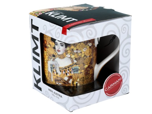 Carmani porcelanowy kubek 360 ml, motyw: Gustav Klimt, Adela - w opakowaniu.jpg