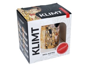 Carmani porcelanowy kubek 360 ml, G. Klimt, Pocałunek, kremowe tło