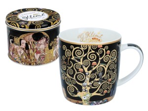 Carmani kubek 380 ml w metalowej puszce - Klimt, Drzewo życia