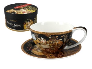 Carmani filiżanka ze spodkiem 340 ml - G. Klimt, Adela, czarne tło