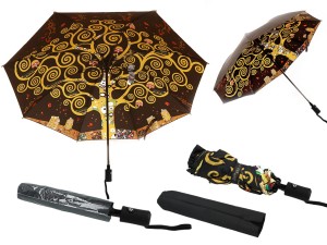 Carmani parasol składany, automat, śr. 100 cm, dekoracja od spodu - Klimt