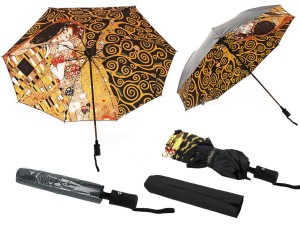 Carmani parasol składany, automat, śr. 100 cm, dekoracja od spodu - Klimt