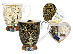 Carmani komplet 2 kubków 280 ml w pudełku - sercu, Klimt, Drzewo życia